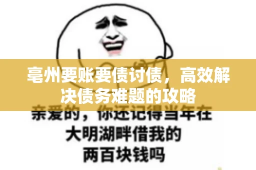 亳州要账要债讨债,高效解决债务难题的攻略 亳州要账要债讨债,高效解决债务难题的攻略
