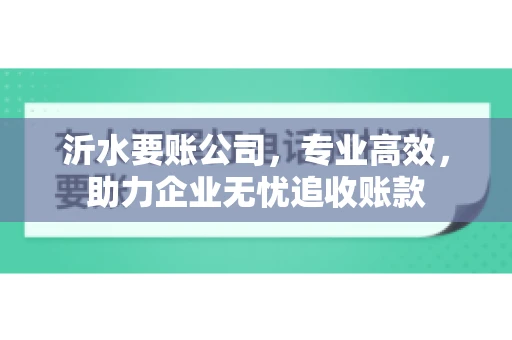 沂水要账公司，专业高效，助力企业无忧追收账款