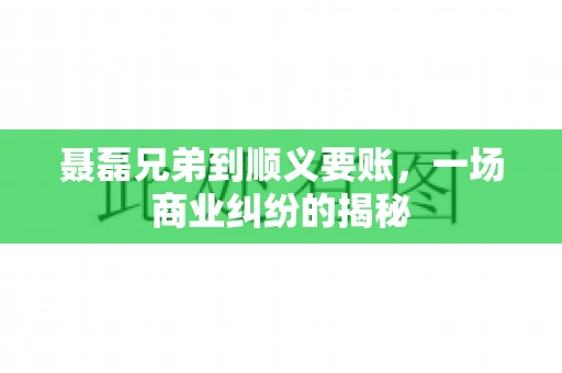 聂磊兄弟到顺义要账，一场商业纠纷的揭秘